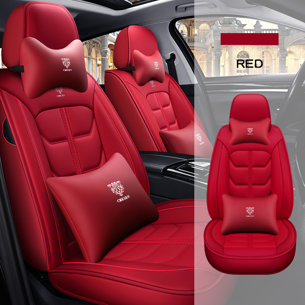 Full Coverage Black Leather Car Seat Cover Light Luxury Style, Automotive Vehicle Cushion Universal Fit