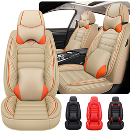 Full Coverage Black Leather Car Seat Cover Sports’ Luxury Style, Automotive Vehicle Cushion Universal Fit