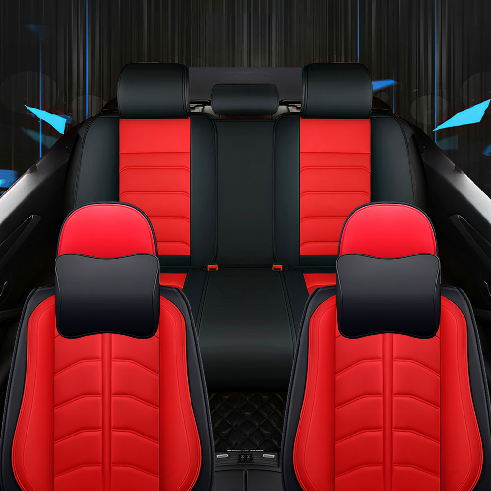 Full Coverage Black Leather Car Seat Cover Light Luxury Style, Automotive Vehicle Cushion Universal Fit