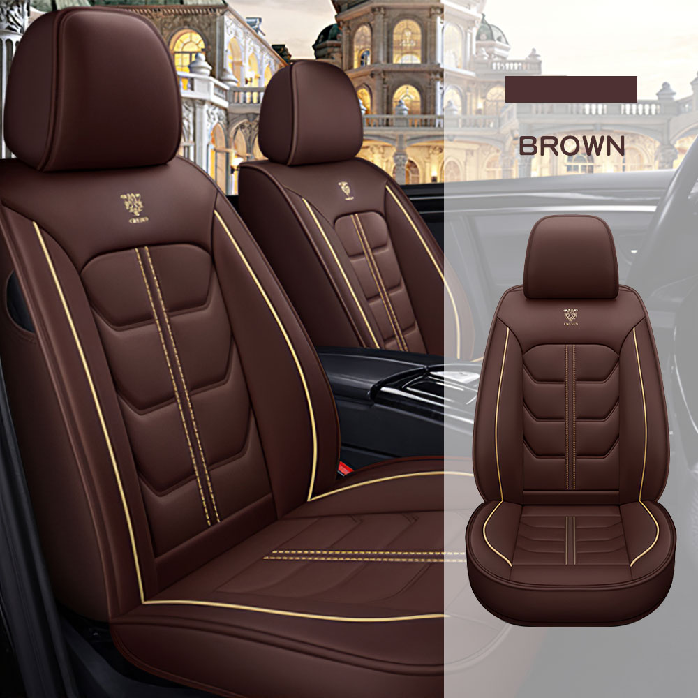 Full Coverage Black Leather Car Seat Cover Light Standard Style, Automotive Vehicle Cushion Universal Fit