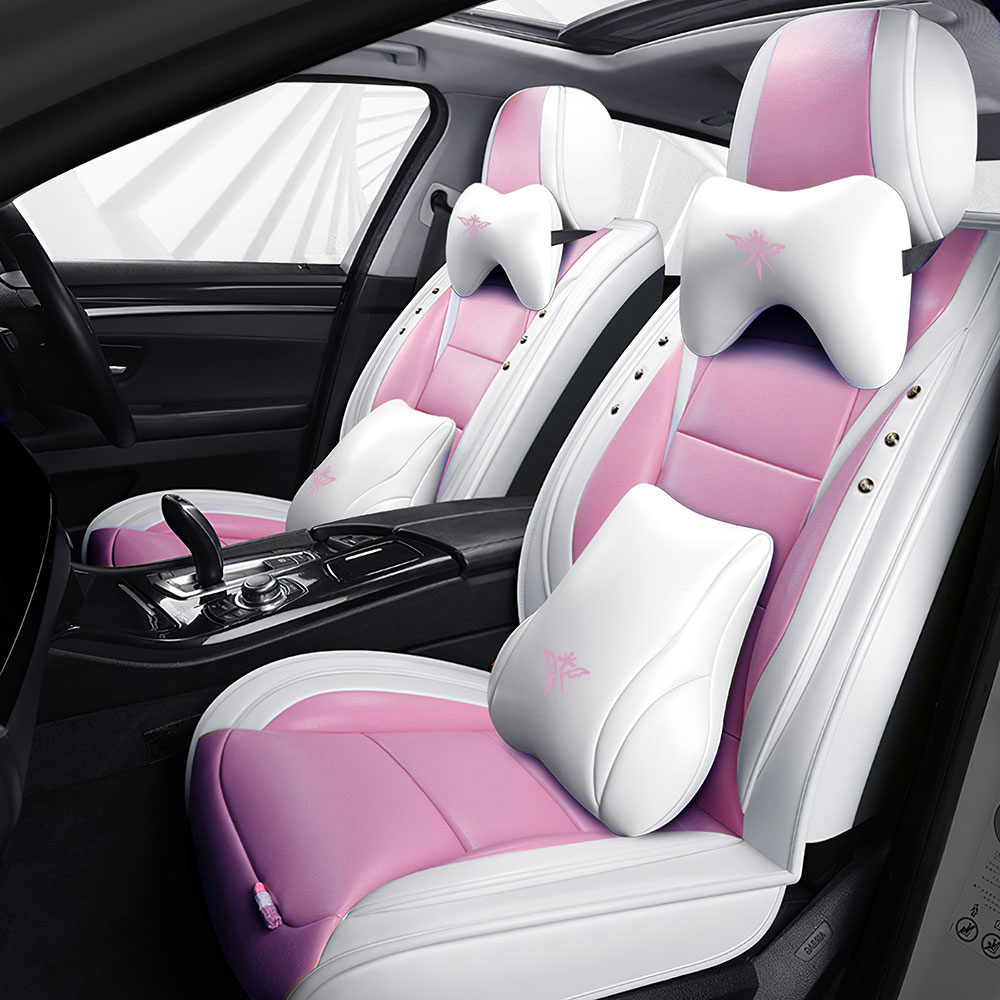 Full Coverage Black Leather Car Seat Cover Street Luxury Style, Automotive Vehicle Cushion Universal Fit