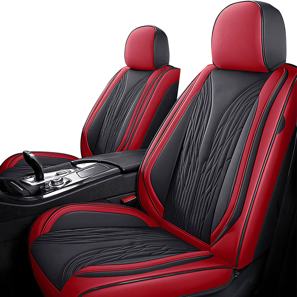 Full Coverage Black Leather Car Seat Cover Mechanical Standard Style, Automotive Vehicle Cushion Universal Fit