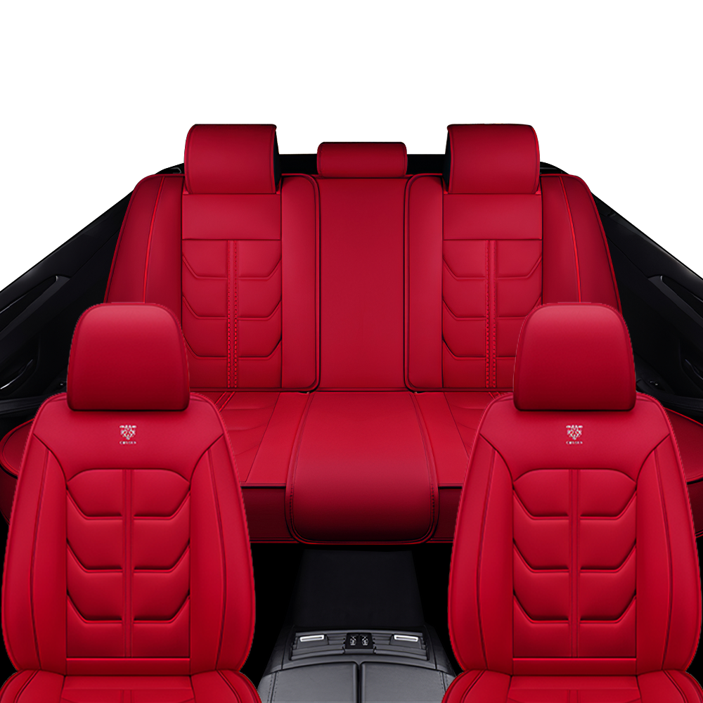 Full Coverage Black Leather Car Seat Cover Light Standard Style, Automotive Vehicle Cushion Universal Fit