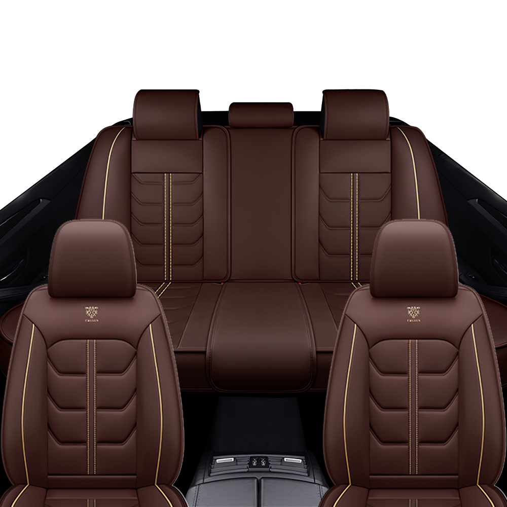 Full Coverage Black Leather Car Seat Cover Light Standard Style, Automotive Vehicle Cushion Universal Fit