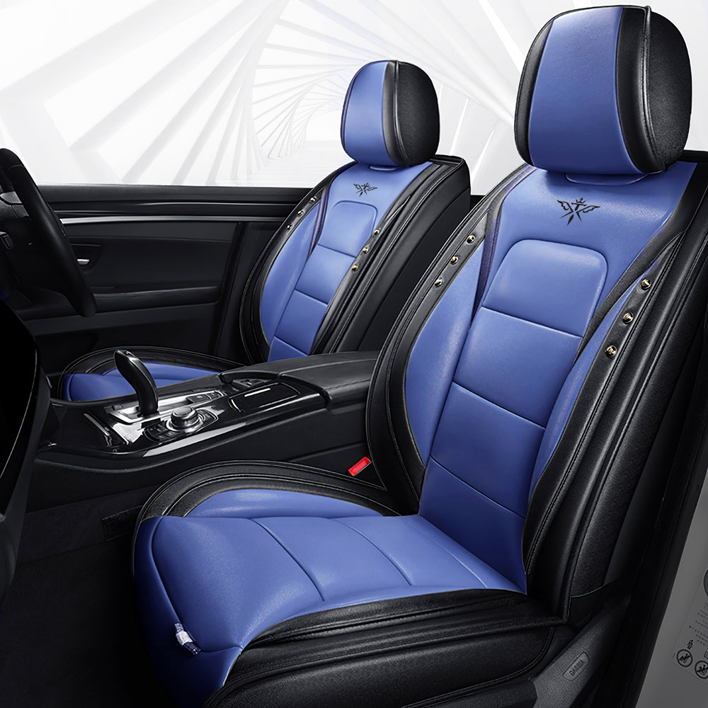 Full Coverage Black Leather Car Seat Cover Street Standard Style, Automotive Vehicle Cushion Universal Fit