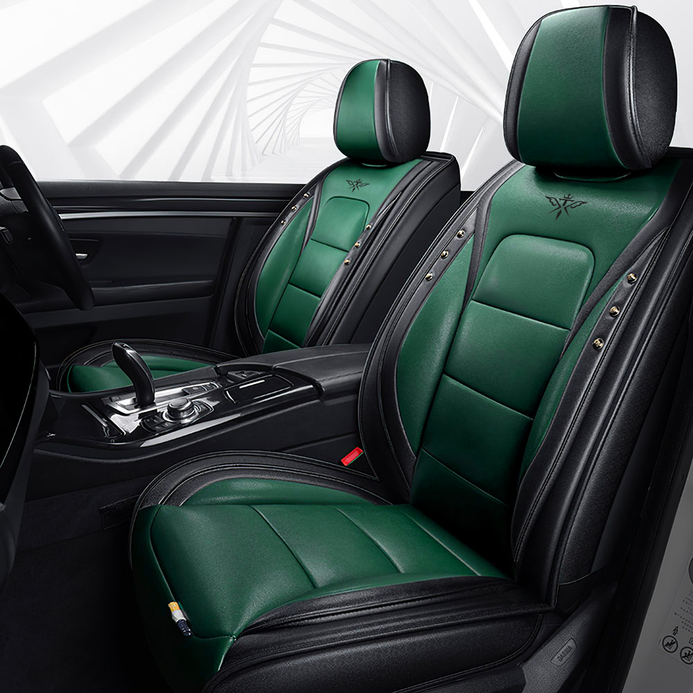 Full Coverage Black Leather Car Seat Cover Street Standard Style, Automotive Vehicle Cushion Universal Fit