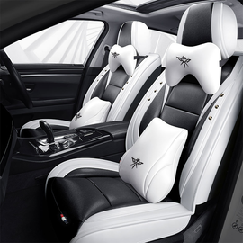Full Coverage Black Leather Car Seat Cover Street Luxury Style, Automotive Vehicle Cushion Universal Fit