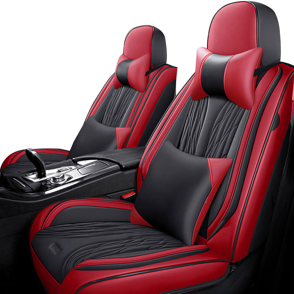 Full Coverage Black Leather Car Seat Cover Mechanical Luxury Style, Automotive Vehicle Cushion Universal Fit