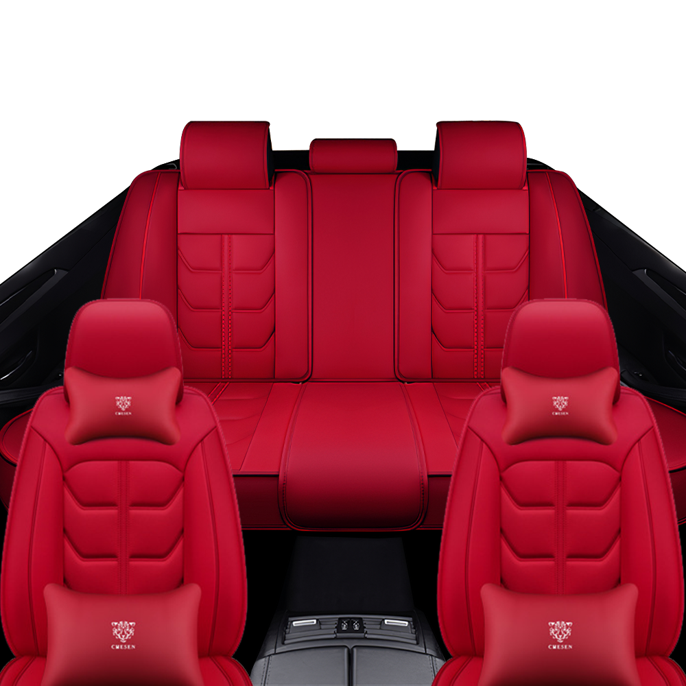 Full Coverage Black Leather Car Seat Cover Light Luxury Style, Automotive Vehicle Cushion Universal Fit