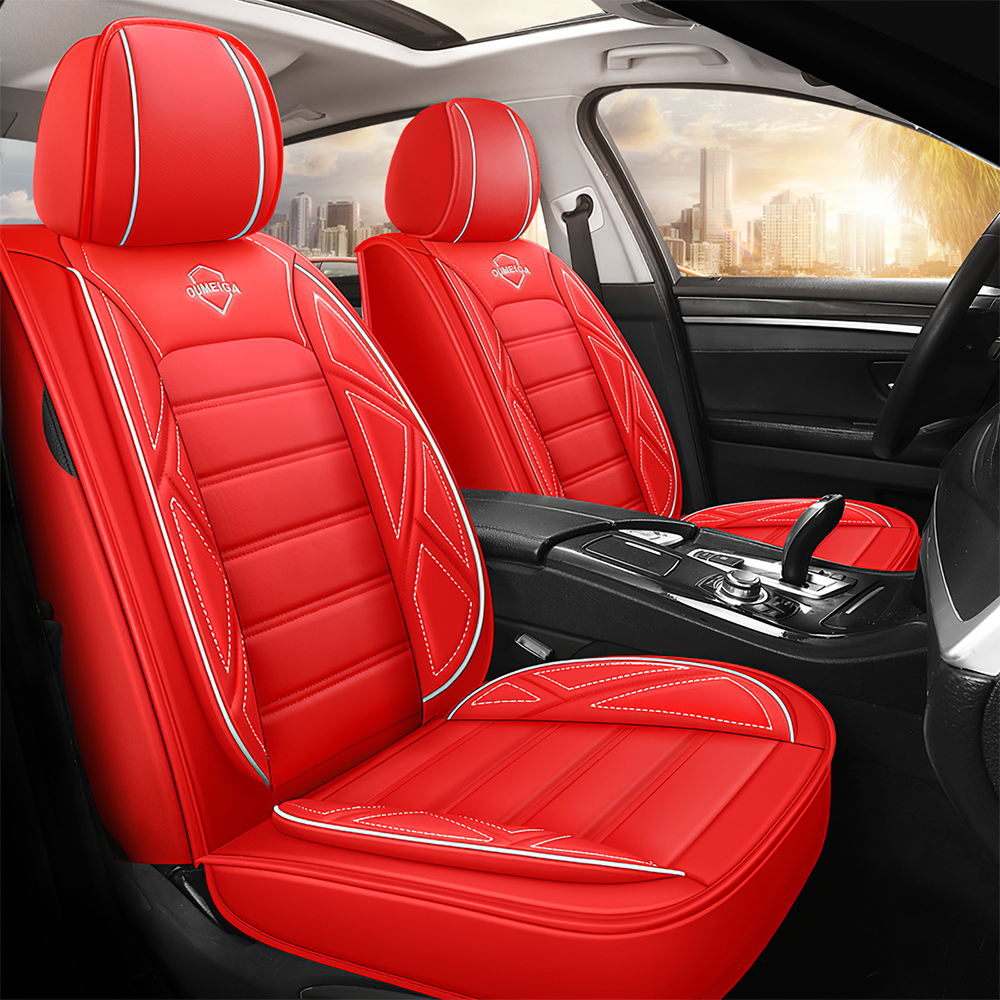 Full Coverage Black Leather Car Seat Cover Sports’ Standard Style, Automotive Vehicle Cushion Universal Fit