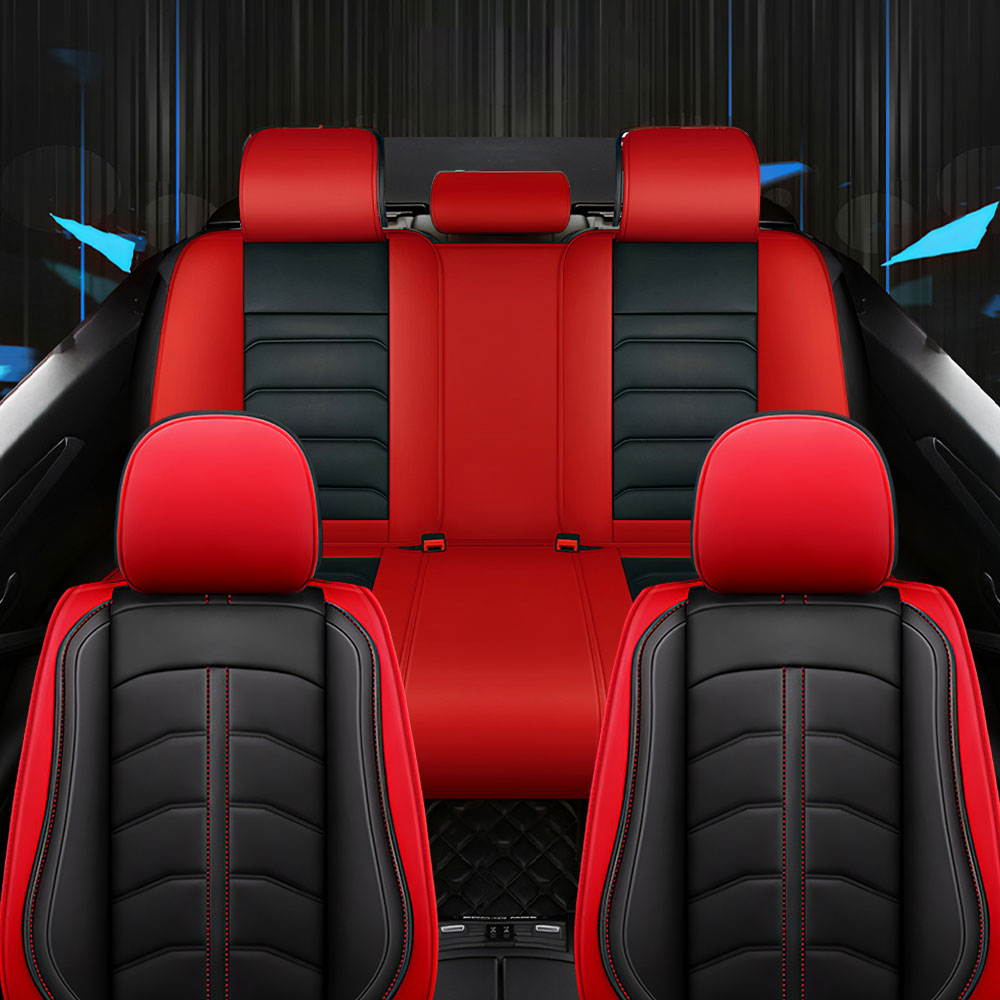 Full Coverage Black Leather Car Seat Cover Light Standard Style, Automotive Vehicle Cushion Universal Fit
