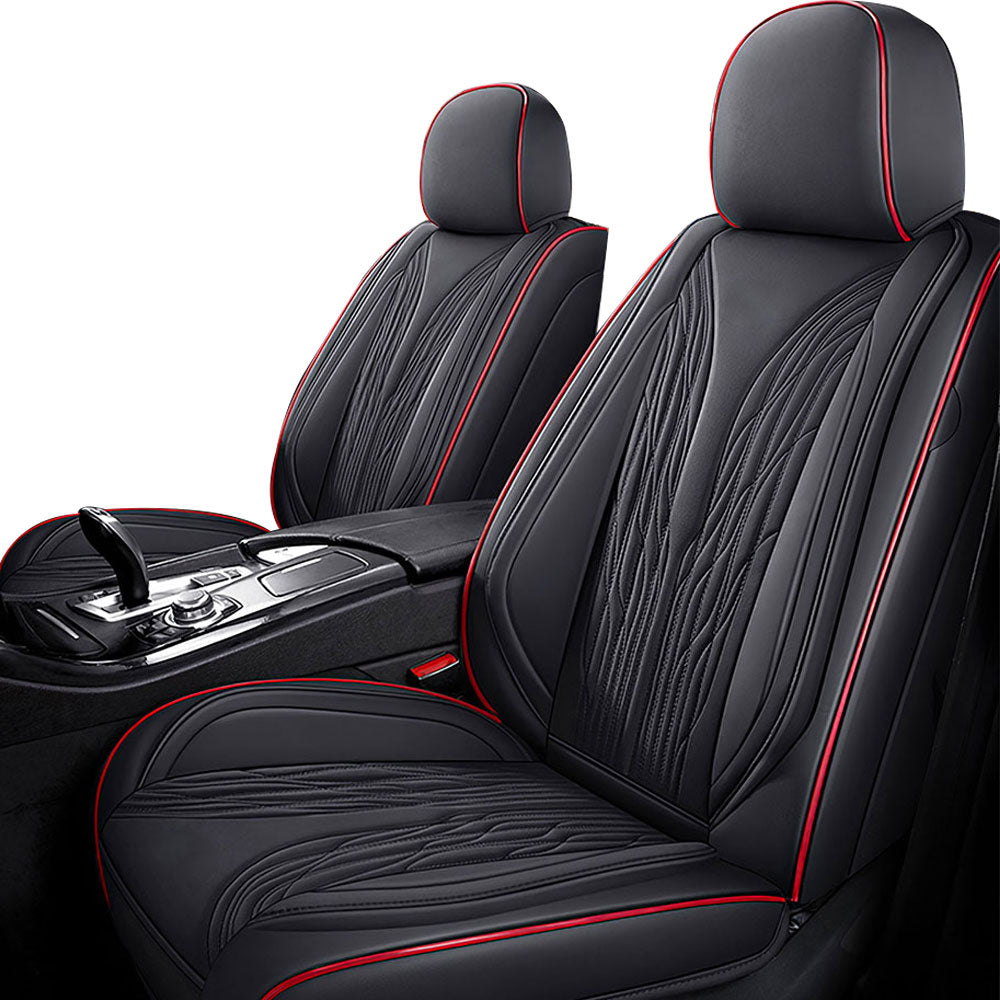 Full Coverage Black Leather Car Seat Cover Mechanical Standard Style, Automotive Vehicle Cushion Universal Fit