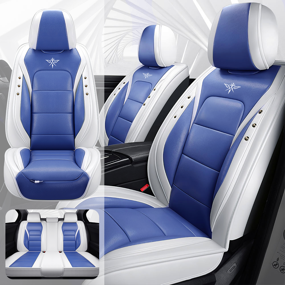 Full Coverage Black Leather Car Seat Cover Street Standard Style, Automotive Vehicle Cushion Universal Fit