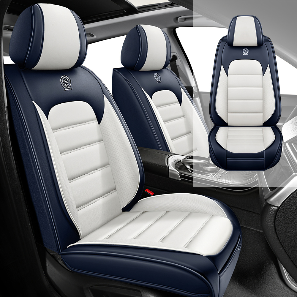 Full Coverage Black Leather Car Seat Cover Classical Standard Style, Automotive Vehicle Cushion Universal Fit