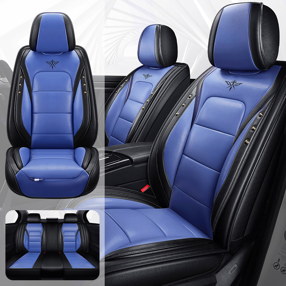 Full Coverage Black Leather Car Seat Cover Street Standard Style, Automotive Vehicle Cushion Universal Fit