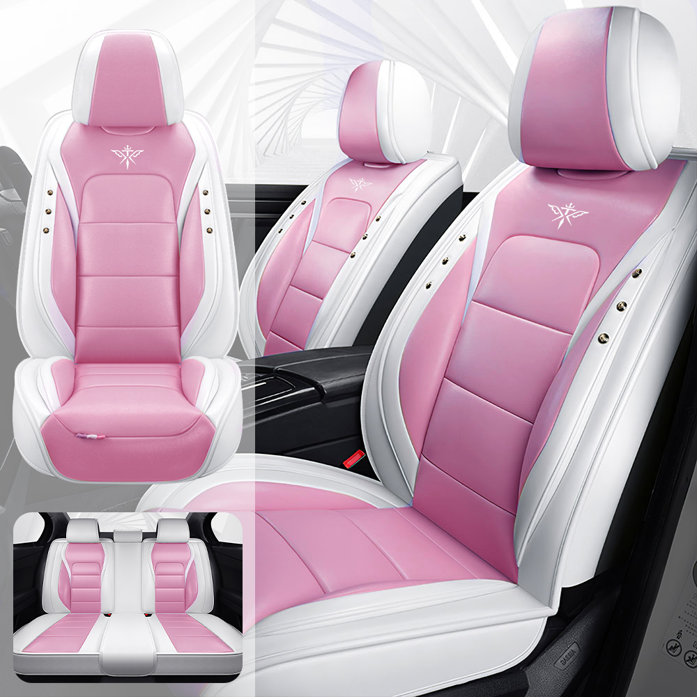Full Coverage Black Leather Car Seat Cover Street Standard Style, Automotive Vehicle Cushion Universal Fit