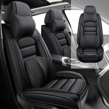 Load image into Gallery viewer, Full Coverage Black Leather Car Seat Cover Classical Luxury Style, Automotive Vehicle Cushion Universal Fit