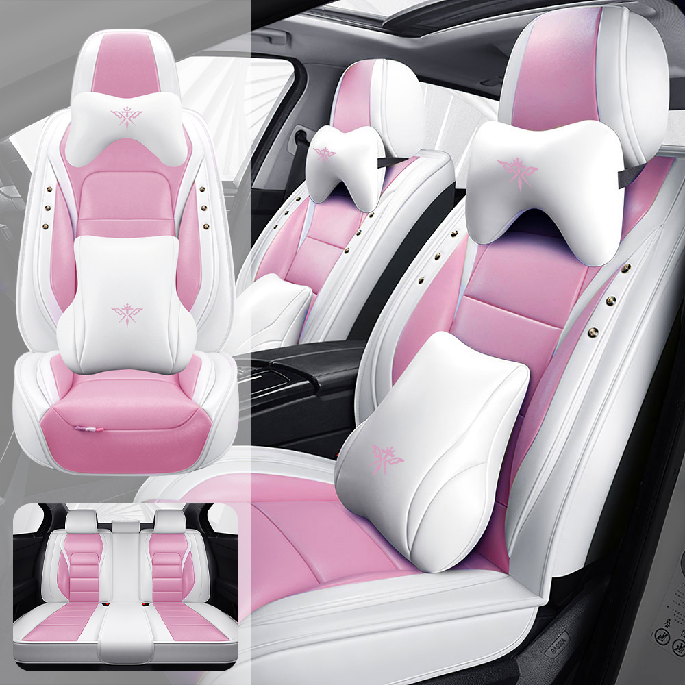 Full Coverage Black Leather Car Seat Cover Street Luxury Style, Automotive Vehicle Cushion Universal Fit