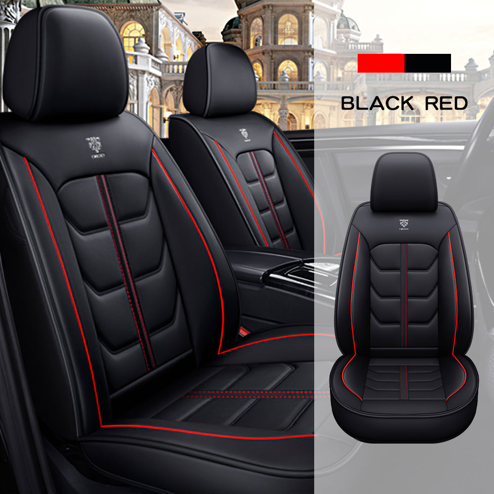 Full Coverage Black Leather Car Seat Cover Light Standard Style, Automotive Vehicle Cushion Universal Fit