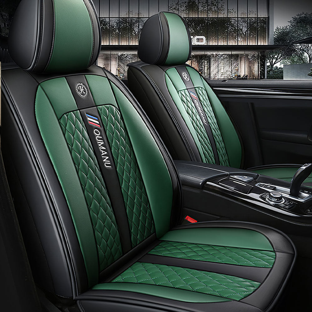 Full Coverage Black Leather Car Seat Cover Street Standard Style, Automotive Vehicle Cushion Universal Fit