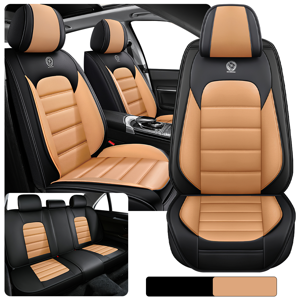 Full Coverage Black Leather Car Seat Cover Classical Standard Style, Automotive Vehicle Cushion Universal Fit
