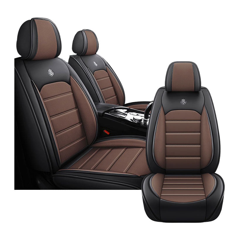 Full Coverage Black Leather Car Seat Cover Sports’ Standard Style, Automotive Vehicle Cushion Universal Fit