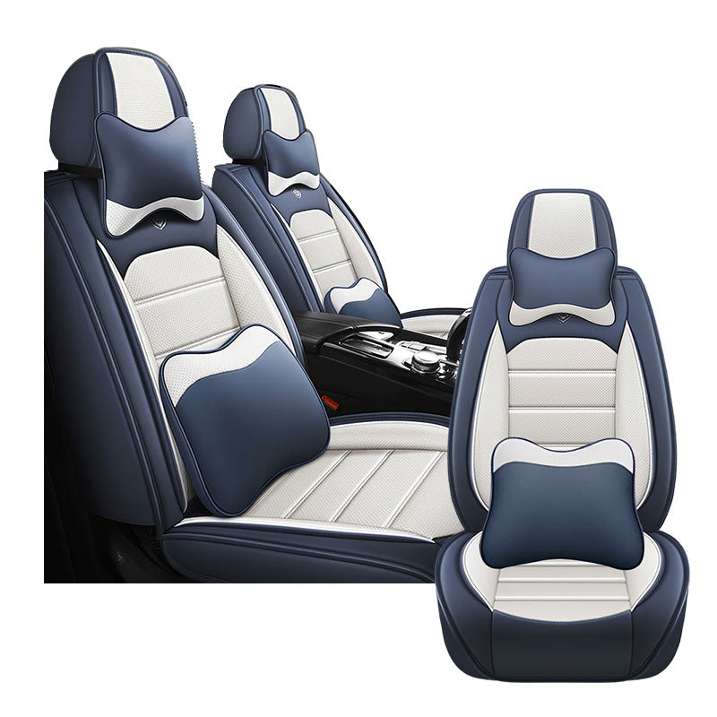 Full Coverage Black Leather Car Seat Cover Sports’  Luxury Style, Automotive Vehicle Cushion Universal Fit