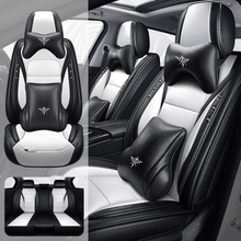 Load image into Gallery viewer, Full Coverage Black Leather Car Seat Cover Street Luxury Style, Automotive Vehicle Cushion Universal Fit