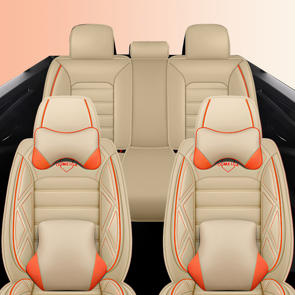 Full Coverage Black Leather Car Seat Cover Sports’ Luxury Style, Automotive Vehicle Cushion Universal Fit